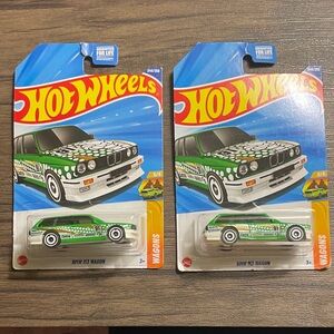 2 Hot Wheels Green BMW M3 Wagon Toy Car